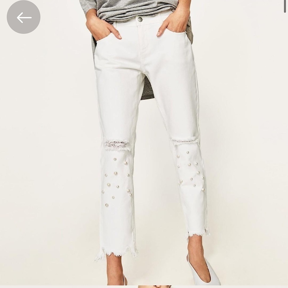 Zara White Pearl Jeans sz. 2